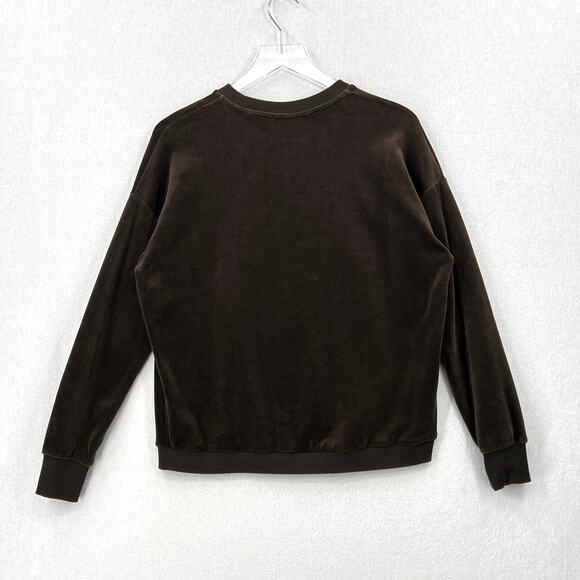 VINCE Cotton Velour Sweatshirt Womens XS Balsamic Dark Brown Crew Neck Relaxed - Picture 5 of 15